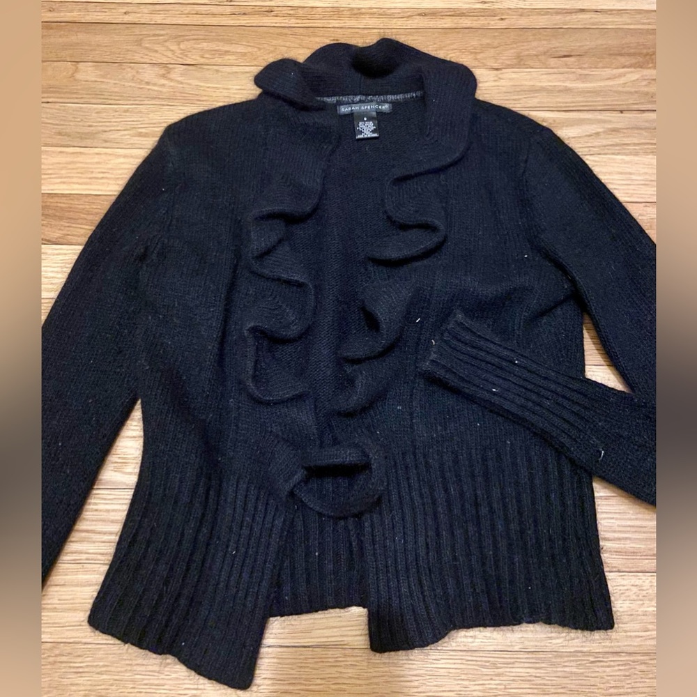 Black ruffle cardigan